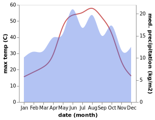 temperature and rainfall during the year in Doganpinar