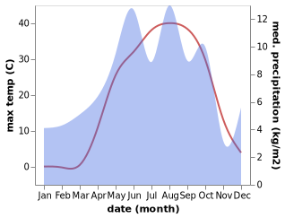 temperature and rainfall during the year in Esendere