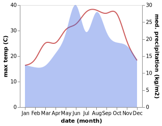 temperature and rainfall during the year in Yesilcay