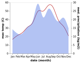 temperature and rainfall during the year in Bornova