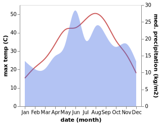 temperature and rainfall during the year in Dagkizilca