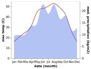 temperature and rainfall during the year in Turkoglu