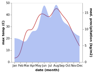 temperature and rainfall during the year in Basyayla