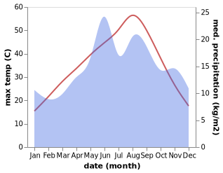 temperature and rainfall during the year in Selendi