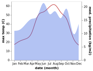 temperature and rainfall during the year in Buyuk Cayli