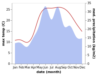 temperature and rainfall during the year in Helaldi