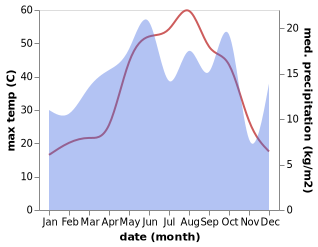 temperature and rainfall during the year in Cardakli