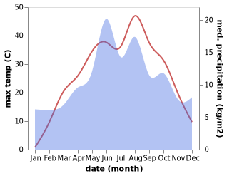 temperature and rainfall during the year in Altinyayla