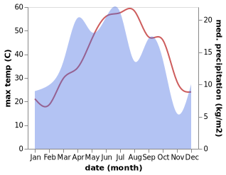 temperature and rainfall during the year in Mary