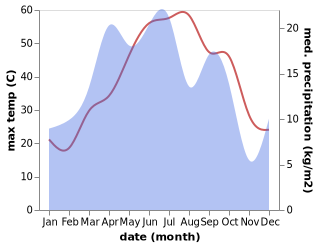 temperature and rainfall during the year in Murgab