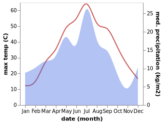 temperature and rainfall during the year in Yylanly