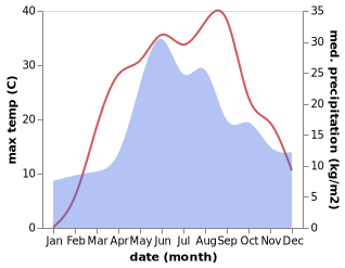 temperature and rainfall during the year in Gupalovka