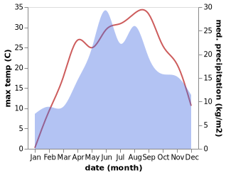 temperature and rainfall during the year in Chernelytsya