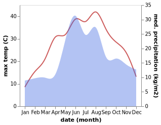 temperature and rainfall during the year in Askaniya Nova