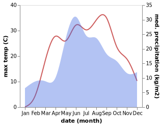 temperature and rainfall during the year in Mirovka