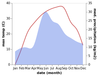 temperature and rainfall during the year in Vil'shanka