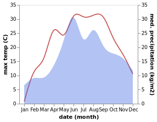 temperature and rainfall during the year in Radekhov