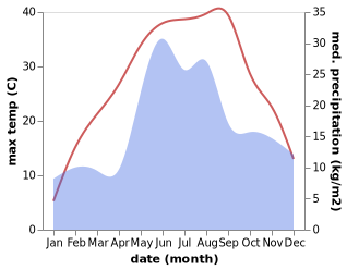 temperature and rainfall during the year in Balovnoye