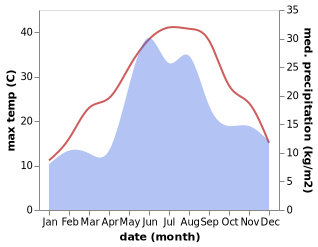 temperature and rainfall during the year in Baraboy Pervyy