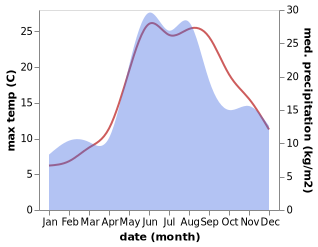 temperature and rainfall during the year in Belen'koye