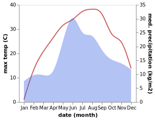 temperature and rainfall during the year in Bokovo