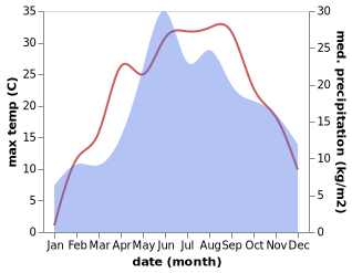 temperature and rainfall during the year in Holoby