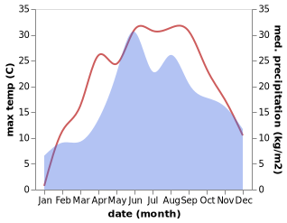 temperature and rainfall during the year in Ivanichi
