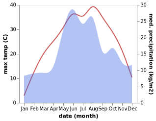 temperature and rainfall during the year in Mala Tokmachka