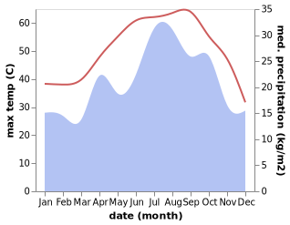 temperature and rainfall during the year in Adh Dhayd