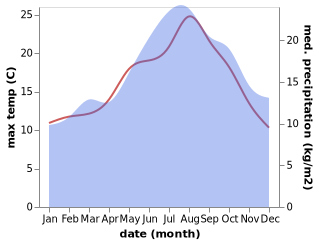 temperature and rainfall during the year in Bucklesham