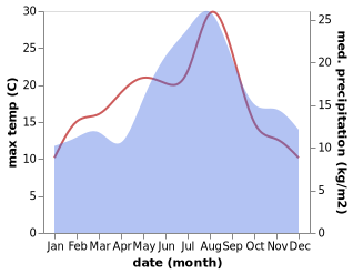 temperature and rainfall during the year in Burstwick