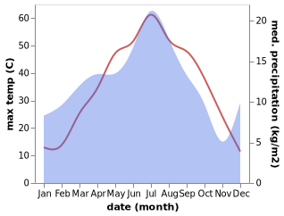 temperature and rainfall during the year in Tomdibuloq