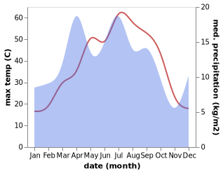 temperature and rainfall during the year in Yangirabot