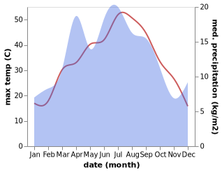 temperature and rainfall during the year in Ohangaron