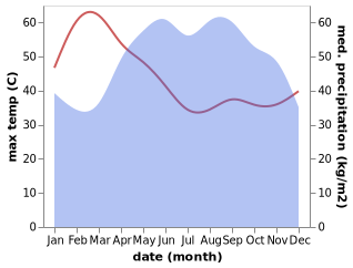 temperature and rainfall during the year in Chon Thanh