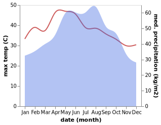 temperature and rainfall during the year in Phat Diem