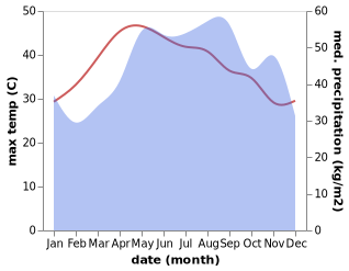 temperature and rainfall during the year in An Nhon