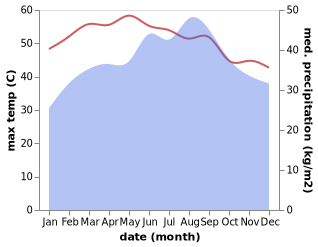 temperature and rainfall during the year in Al Jarrahi