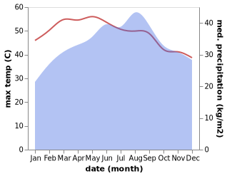 temperature and rainfall during the year in Riqab