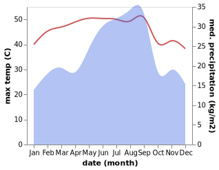 temperature and rainfall during the year in Al Jawl