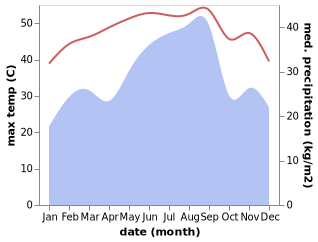 temperature and rainfall during the year in Burum