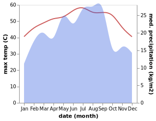 temperature and rainfall during the year in Tarim