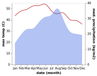 temperature and rainfall during the year in Washhah