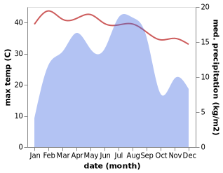 temperature and rainfall during the year in Yarim