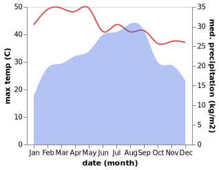 temperature and rainfall during the year in Al Misrakh