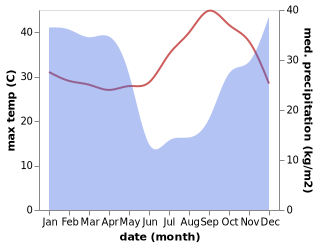 temperature and rainfall during the year in Kasama